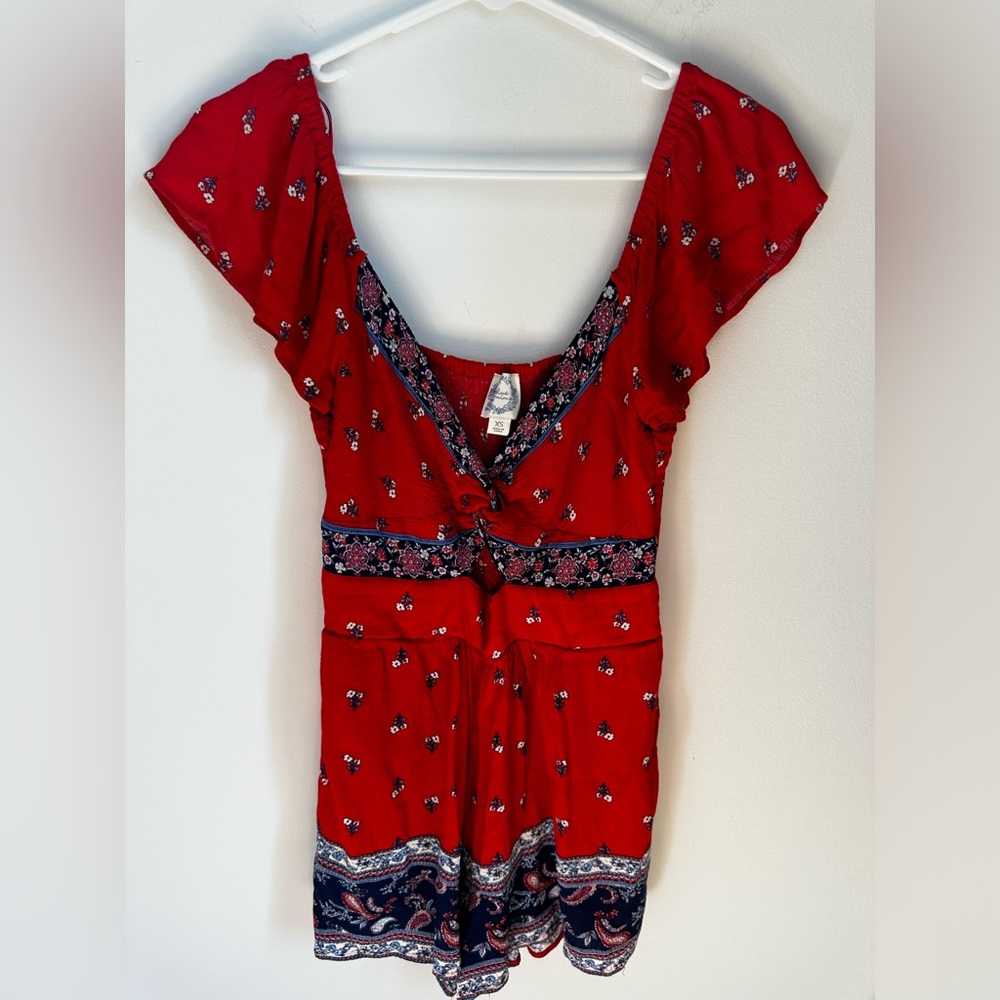 Blue Rain red and blue romper